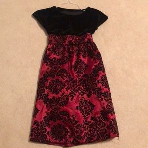 Red and black velvet dress